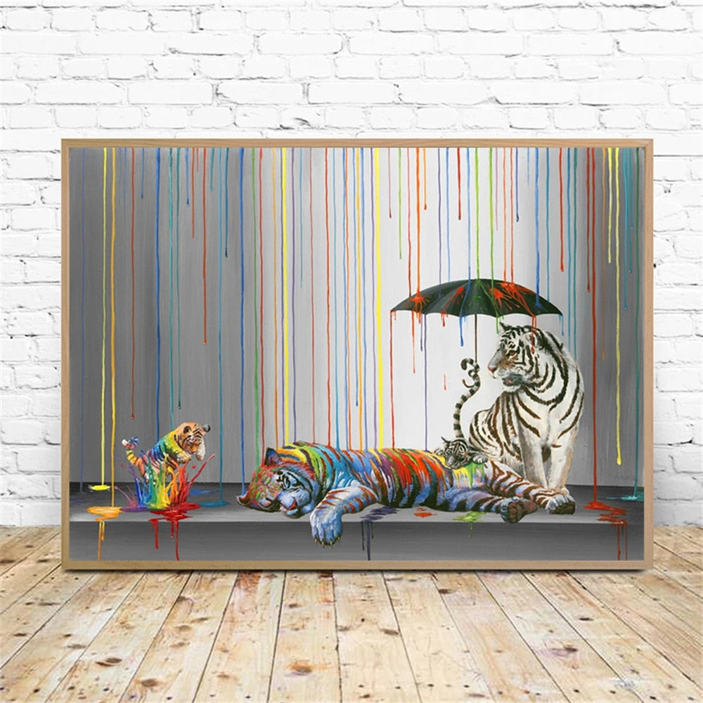 Colorful Tiger Graffiti Canvas Art