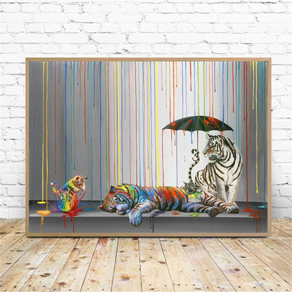 Colorful Tiger Graffiti Canvas Art