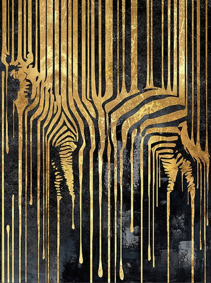 Zebra Golden Line Canvas Art