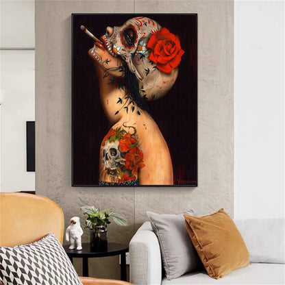 Dark Wind Skull Beauty Canvas Art