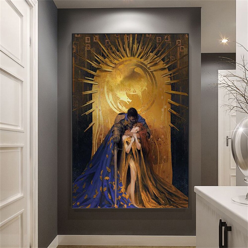 Luxurious Couple Kissing Canvas Art