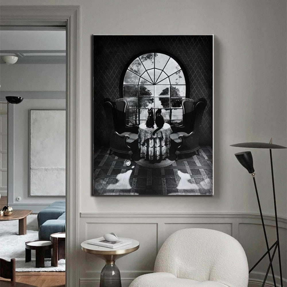 Black and White Picture in Picture Canvas Art