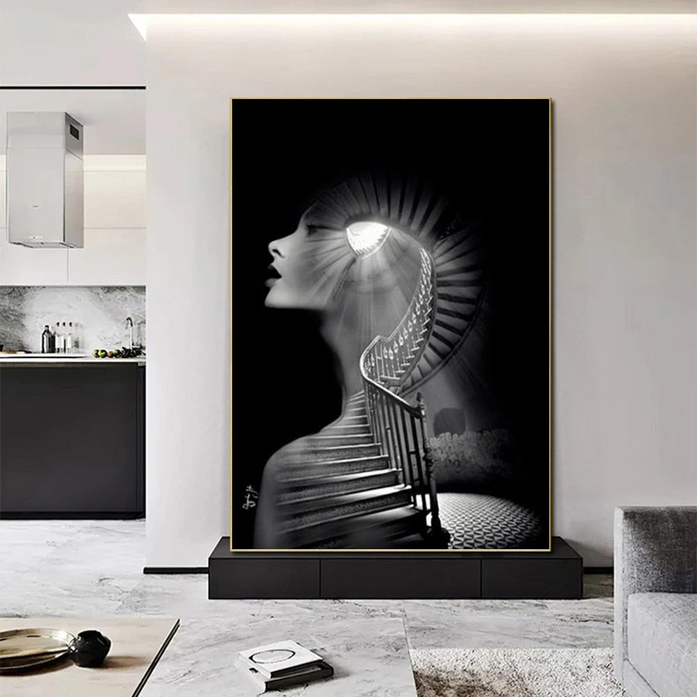 Black and White Picture in Picture Canvas Art