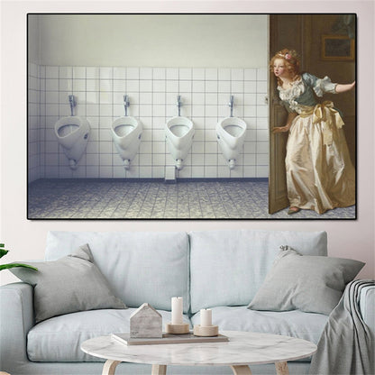 Girl Who Strayed into Men's Bathroom Canvas Art