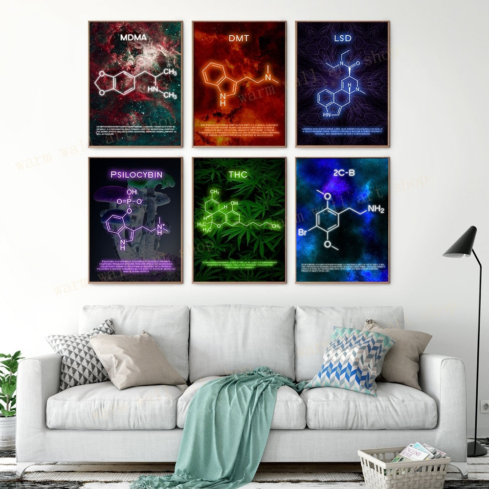 Psychedelic Molecule Canvas Art