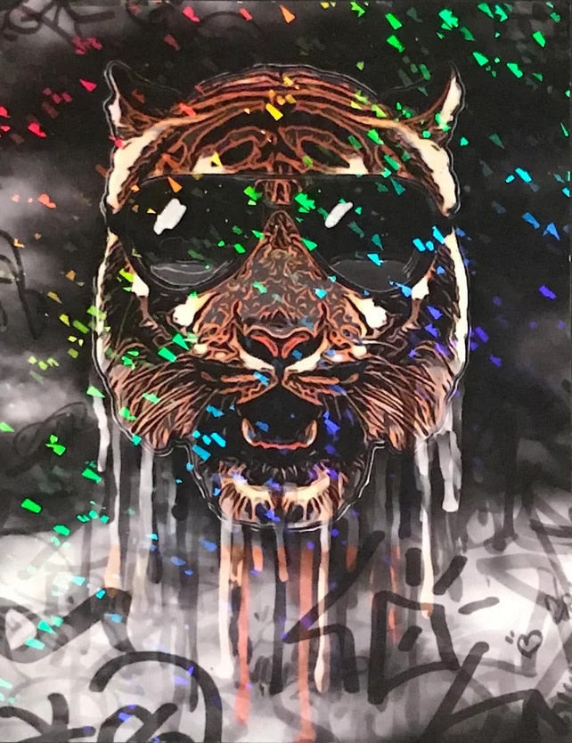 Colorful Tiger Graffiti Canvas Art