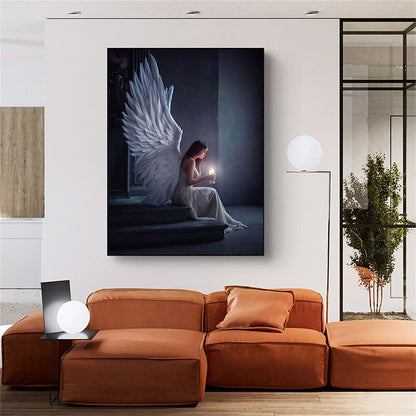 Girl With Wings and Candle Canvas Art