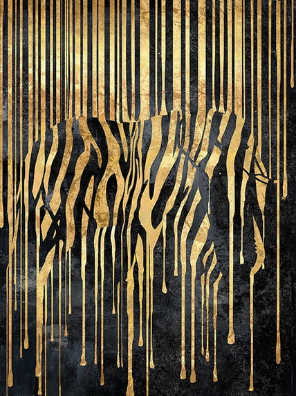 Zebra Golden Line Canvas Art