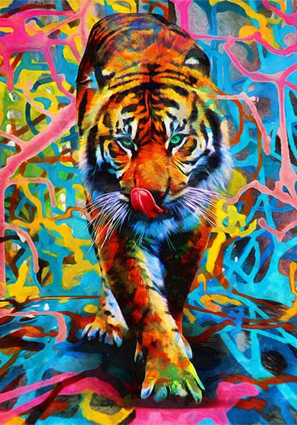 Colorful Tiger Graffiti Canvas Art