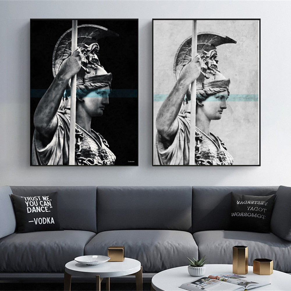 Black and White Athena Canvas Art