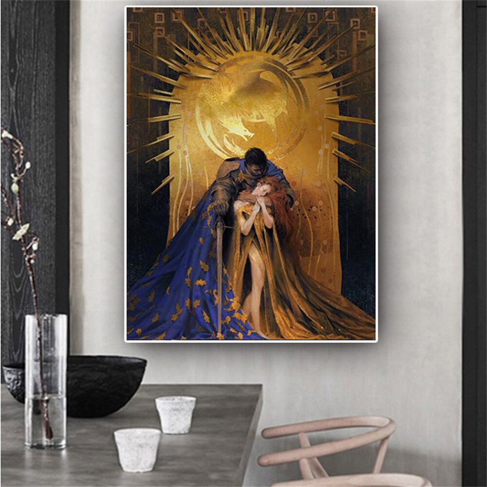 Luxurious Couple Kissing Canvas Art