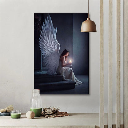 Girl With Wings and Candle Canvas Art