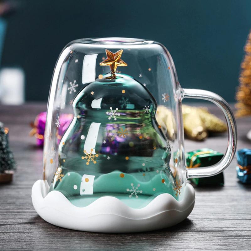 Inverted Christmas Tree Double Glass Mug (300ml)