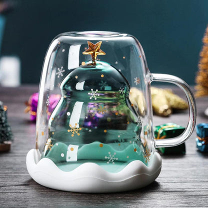 Inverted Christmas Tree Double Glass Mug (300ml)