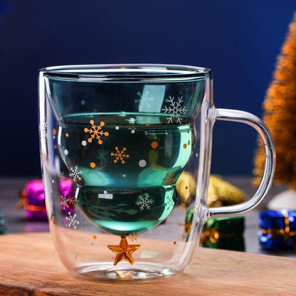 Inverted Christmas Tree Double Glass Mug (300ml)