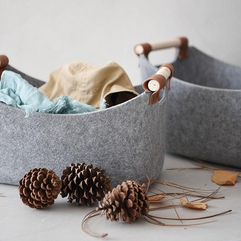 Multi-Purpose Grey Felt Storage Basket