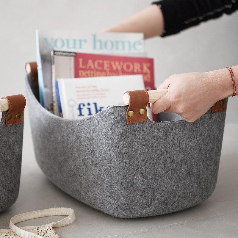 Multi-Purpose Grey Felt Storage Basket