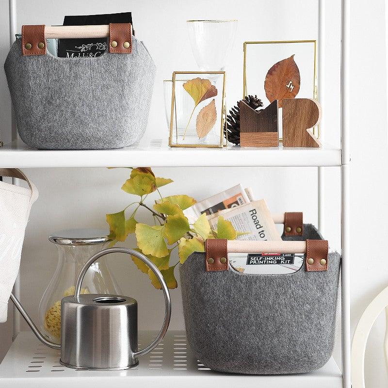 Multi-Purpose Grey Felt Storage Basket