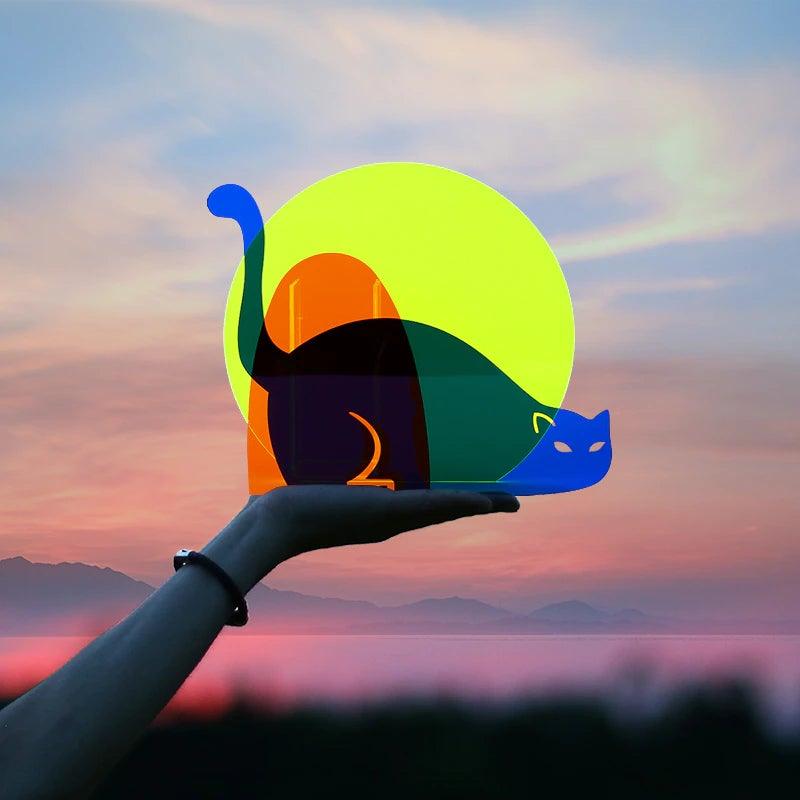 Nordic Sunset Cat Acrylic Vase