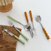 Retro Checkerboard Cutlery Set (3pcs/ Spoon Fork Knife)