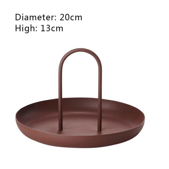 Stainless Steel Round Serving Tray With Handle 20*13cm