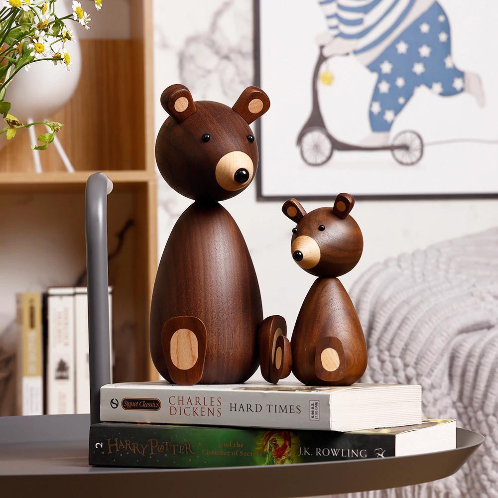 Walnut Wood Bear Figurine