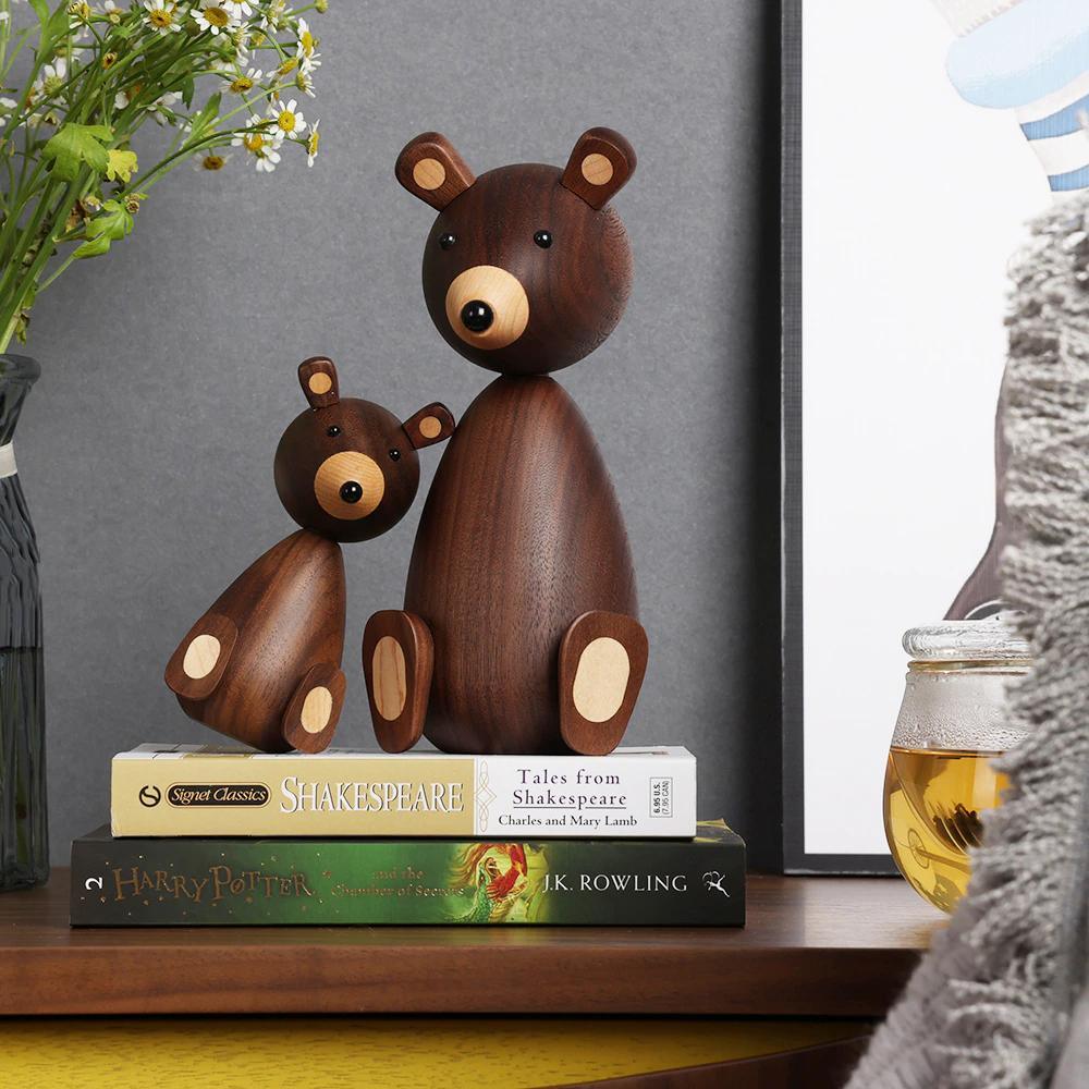 Walnut Wood Bear Figurine